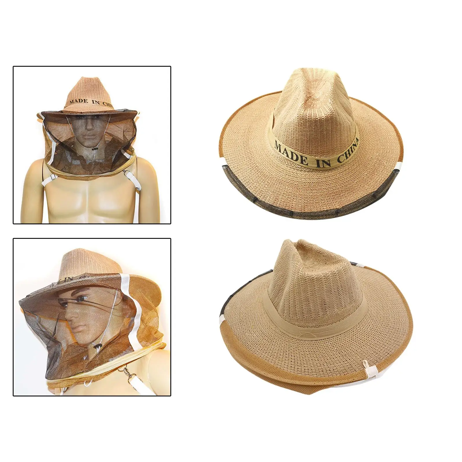 Beekeeper Veil Hat Sun Protection Portable Universal Cowboy Hat for Camping