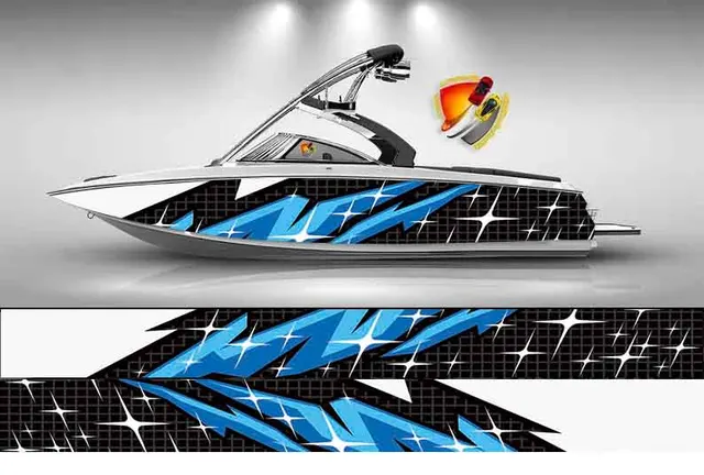 Lime Green and Black Lines Modern Graphic Vinyl Boat Wrap Fishing Pontoon  Decal Sportsman Console Bowriders Watercraft Etc.. Boat Wrap Decal 