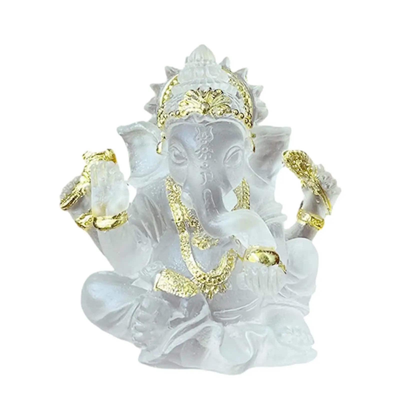 Translucent Elephant Ganesha Buddha Statue Lifelike Vivid Height 8cm Collection Craft for Home Office Tabletop Easily Clean