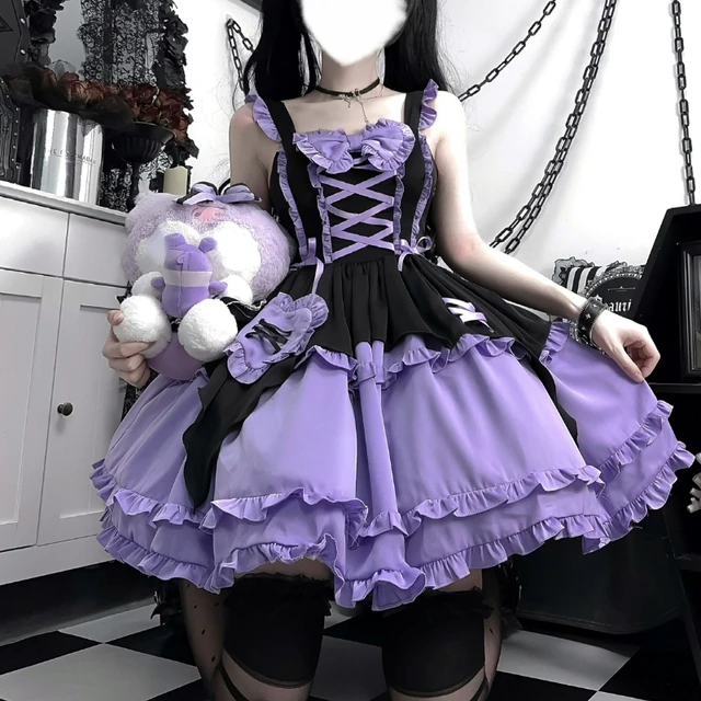 Victorian Gothic Lolita Jsk Dress Women Harajuku Y2k Bow Ruffles 
