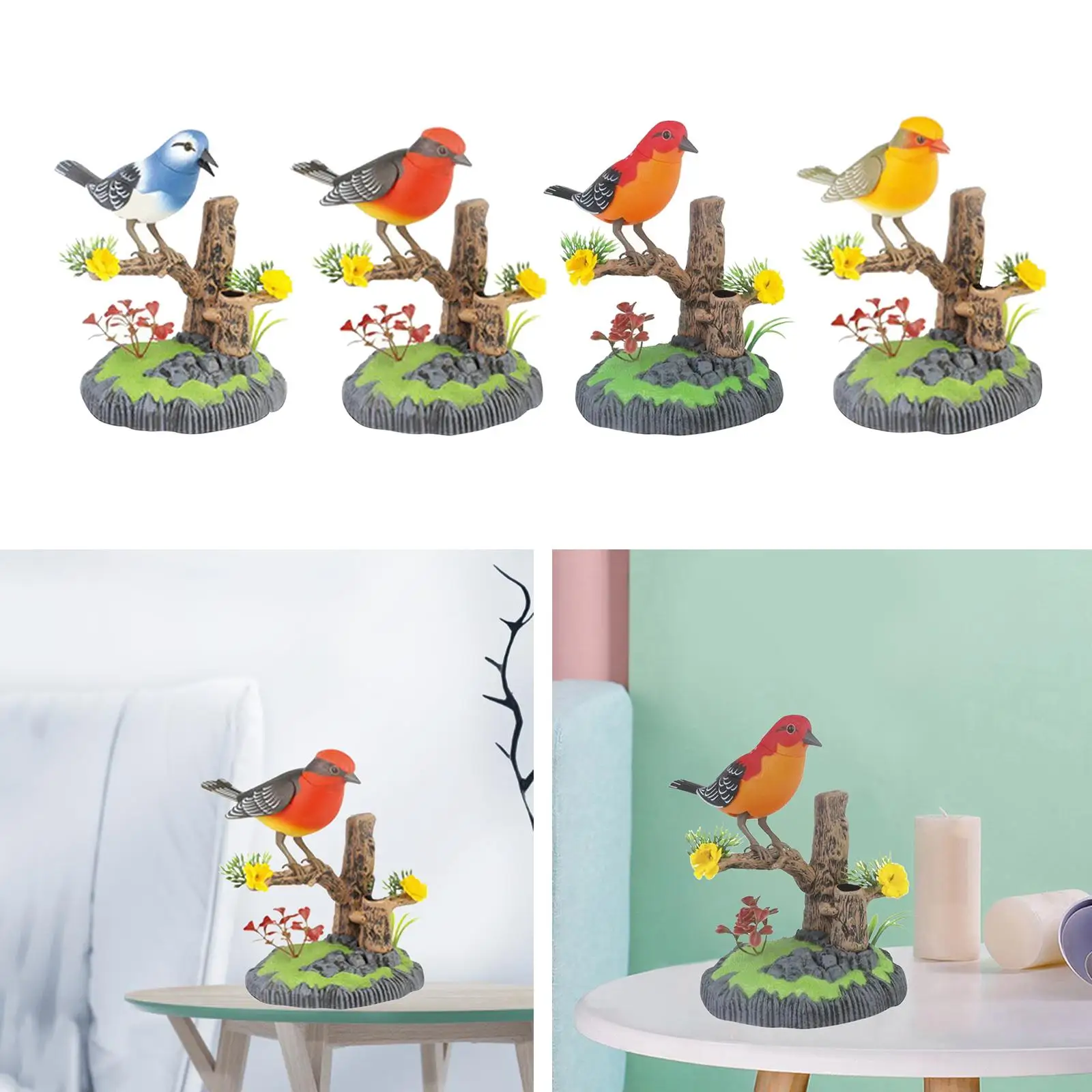 Singing and Chirping Birds   Ornament Battery Operated Voice-Activated Bird for home and garden Decor