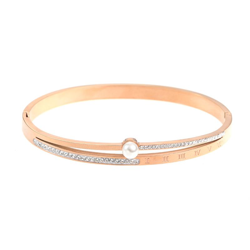 aço pulseira luz luxo 18k rosa ouro versátil senhoras pulseira