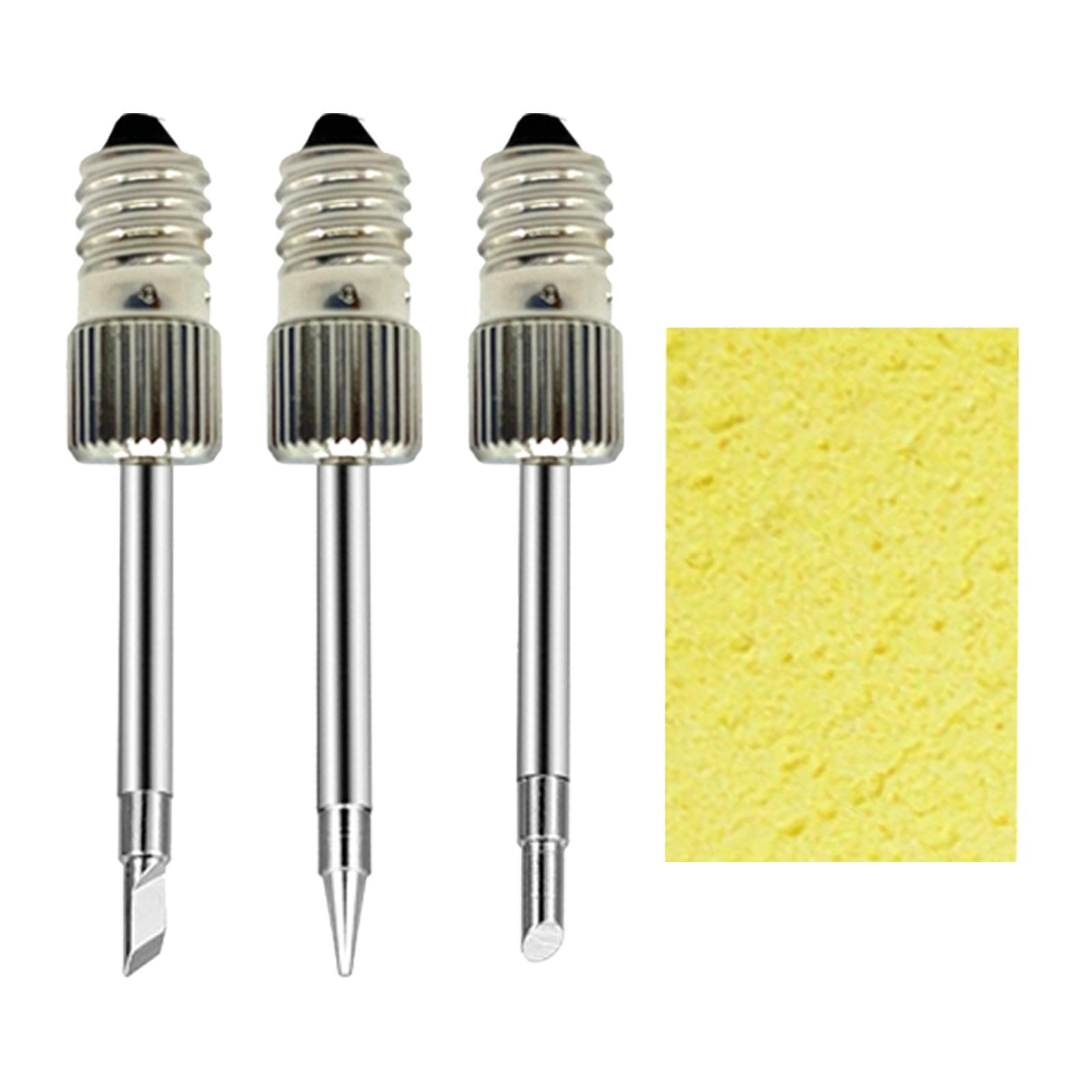 3x Brass Welding Soldering Tips USB Soldering head Replacement with Cleaning Sponge Soldering Tips for Soldering Tips Tools