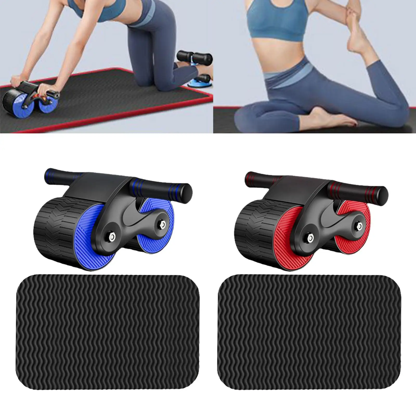 Abdominal Roller, Exercise Waist Trainer Devices Equipment Body Building Training Ab Double Wheel Roller for Home Workout