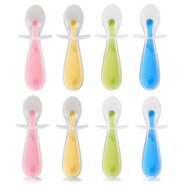 Silicone Baby Spoon First Stage Feeding Spoon for Infants Soft-Tip Self-feeding  Spoon with Suction