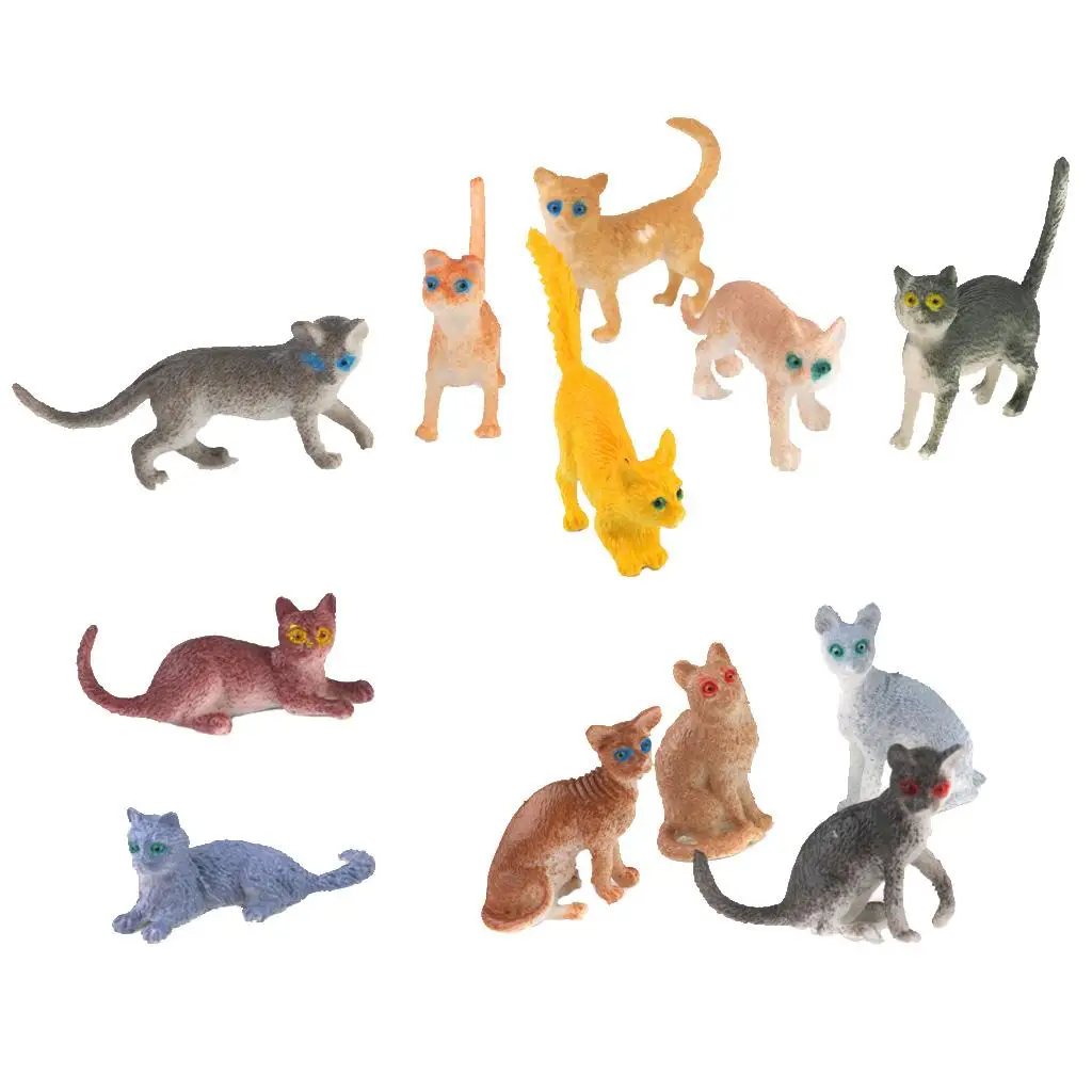 2pcs / Set Toy Figurine Cat Plastic Model Animal Children Toy