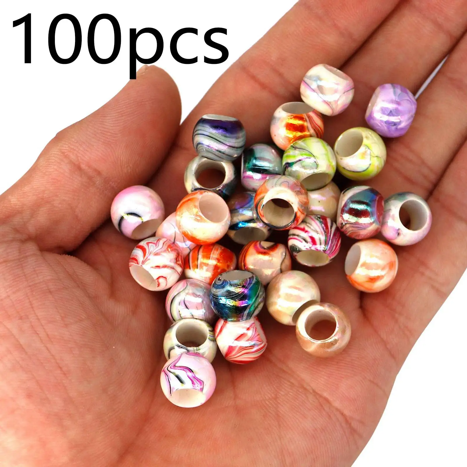 100Pcs Bead Kit/ Hair Beads Round Acrylic Ornaments Colorful Wig