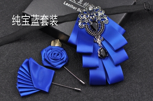 Luxus schwarz Strass Fliege britische High-End-Männer Jungen Business Hochzeit Anzug Hemd Kragen Blumen setzt handgemachte Schmuck Geschenk – Detail 6