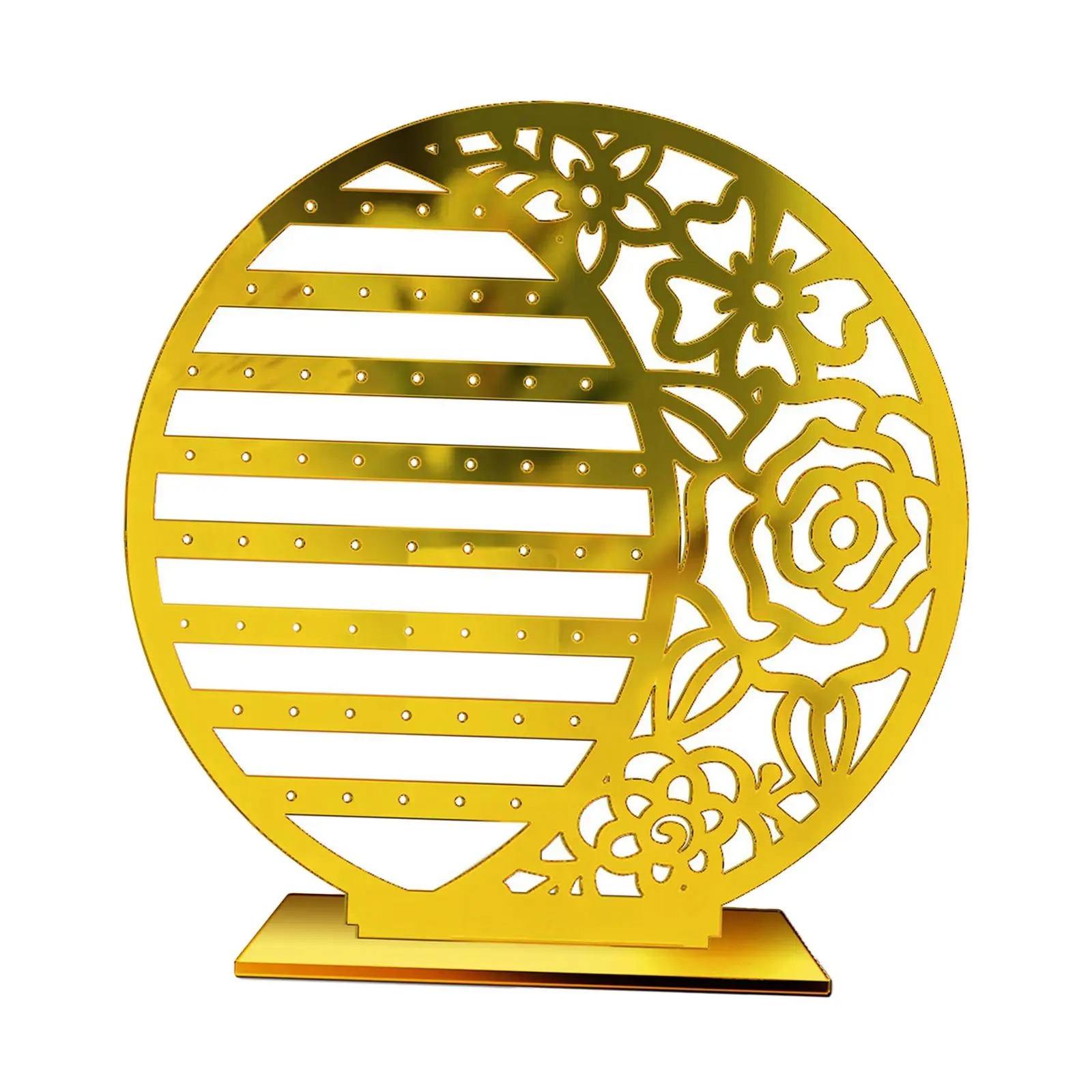 Jewelry Rack Round Hollow Mirror Design Earrings Display Stand for Thanksgiving Women
