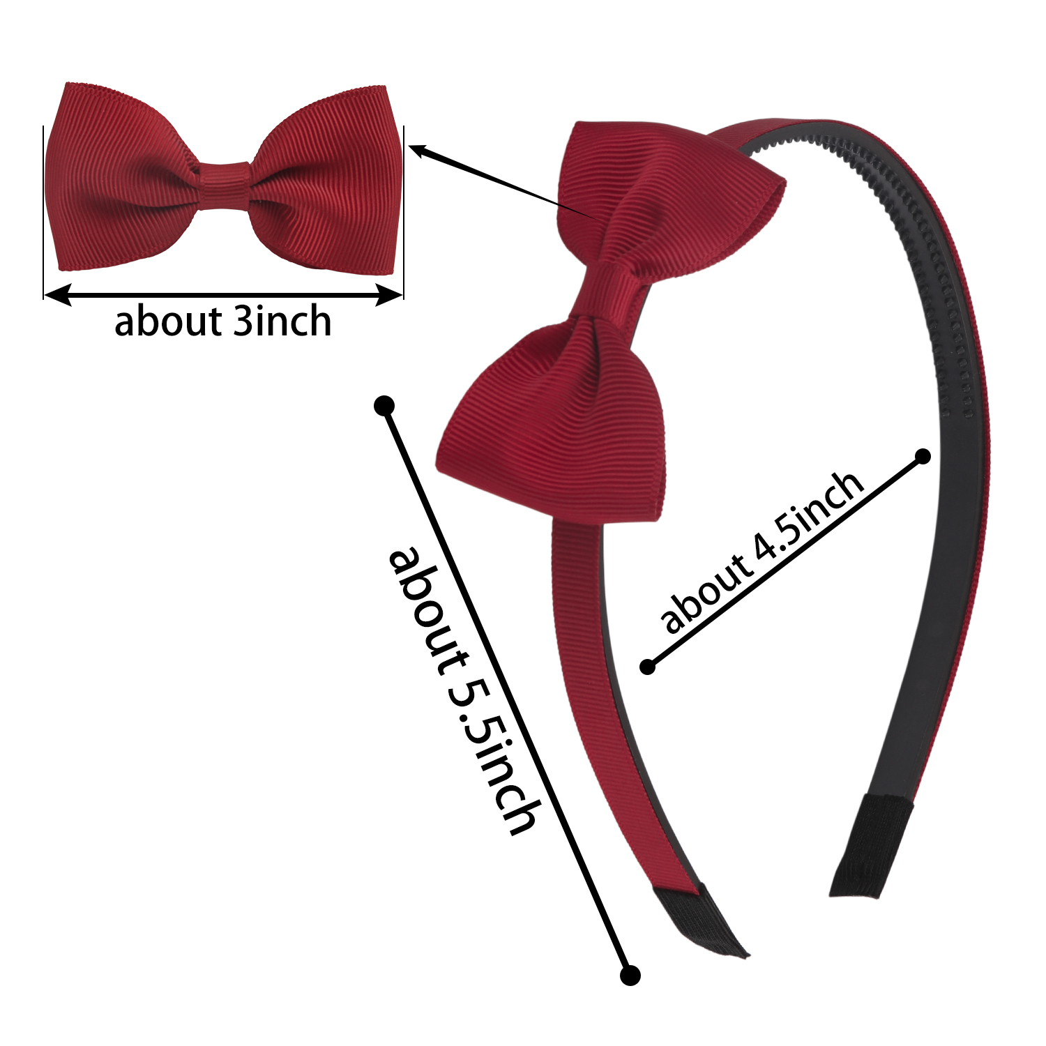 1PC Ripsband Haar Bögen Stirnbänder Mädchen Kunststoff Haarbänder 3 zoll Bögen Stirnband Kinder Kinder Mode Haar Zubehör – Detail 2