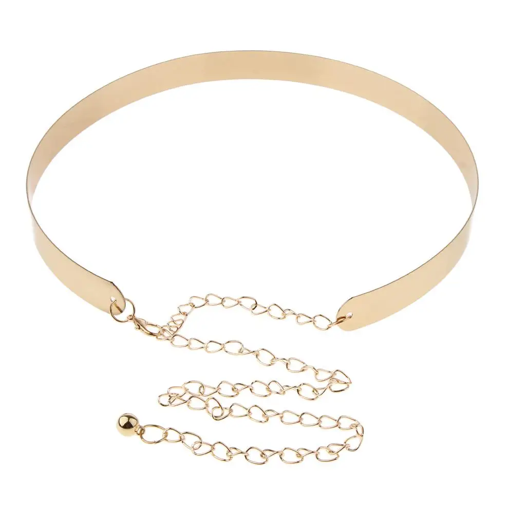 Gold Plate Mirror Chains Waistband Belt for Women Lady With Chain
