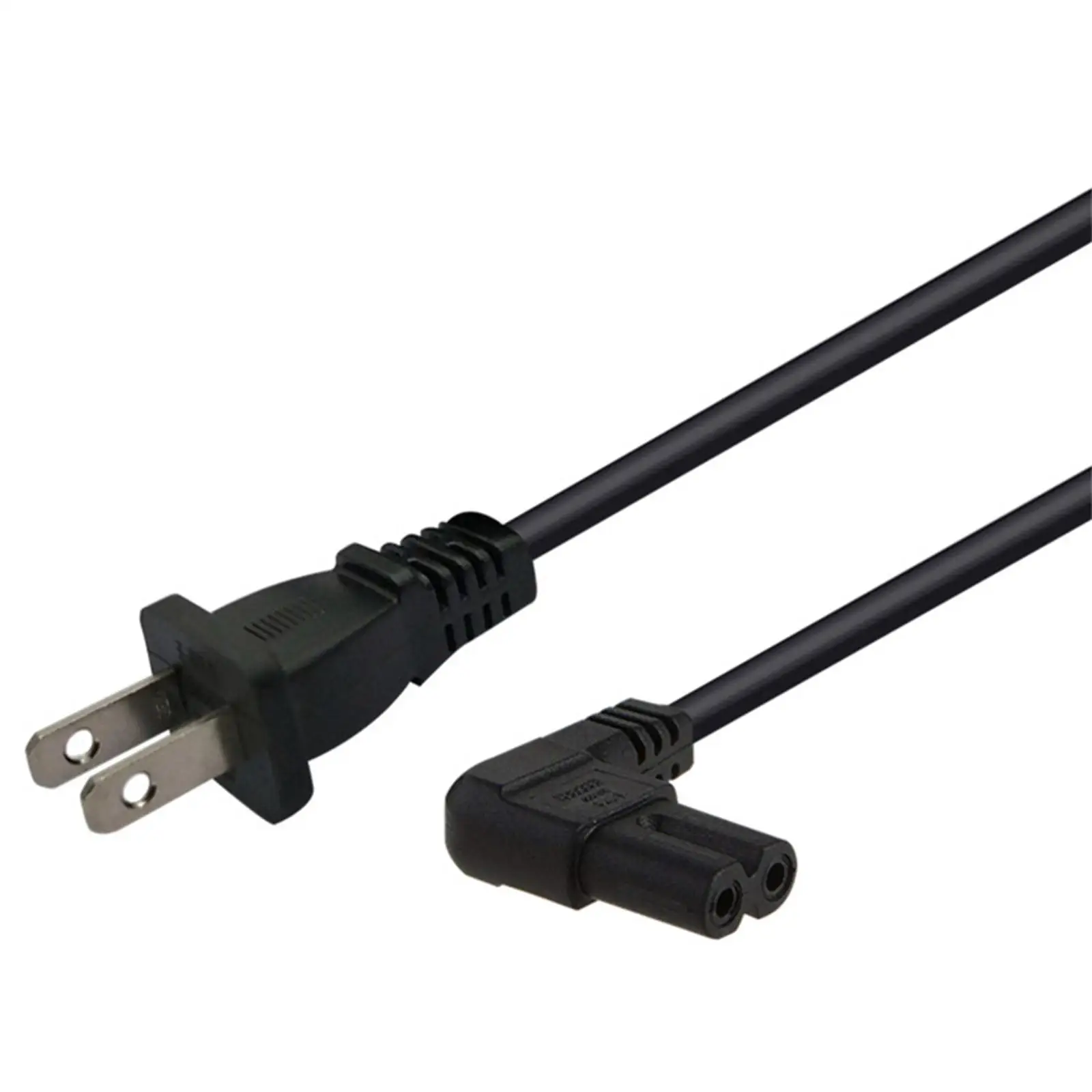 USA 2Pin to 90 Degree Right Angled IEC 320 C7 Power Cable 100cm ,Cord in 18AWG x 2C Stable Performance ,Black AC power Cord