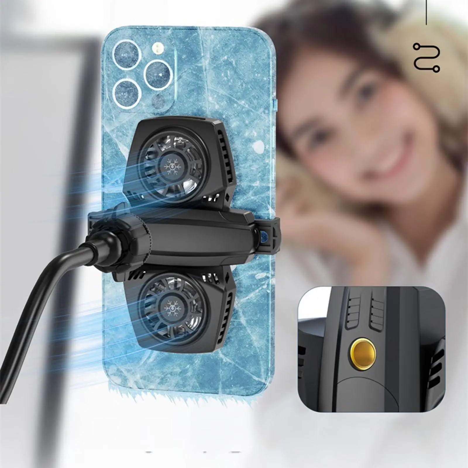 K4 Mobile Phone Radiator Rechargeable Aluminum cooling Plate Dual Cooling Fan Portable Phone Cooler for Samsung Gaming