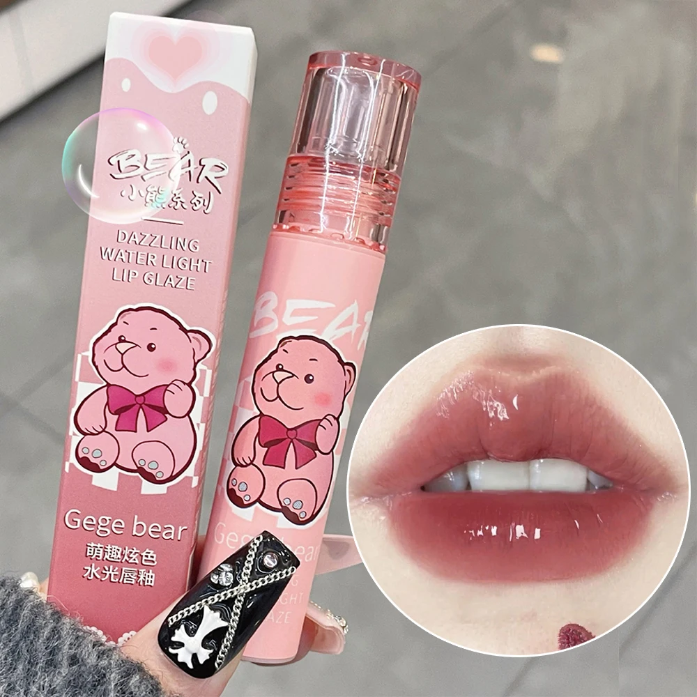 Best of Cute Bear Mirror Water Lip Glaze Moisturizing Sexy Red Lip Tint Lipstick Makeup Lasting Color Non-stick Cup Lip Gloss Cosmetics Reviews & Tips