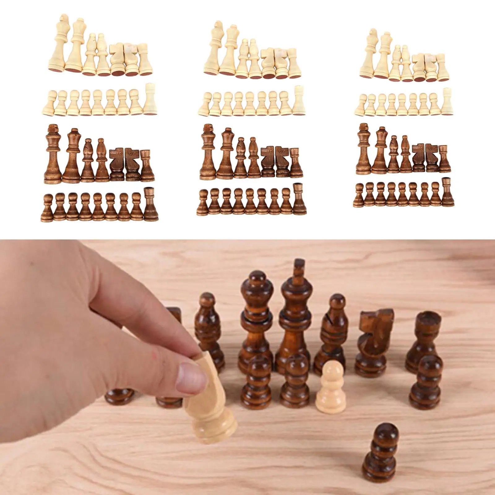 32pcs Wooden Chess Pieces Kids Adults Toys Christmas Gift for Chess Lovers