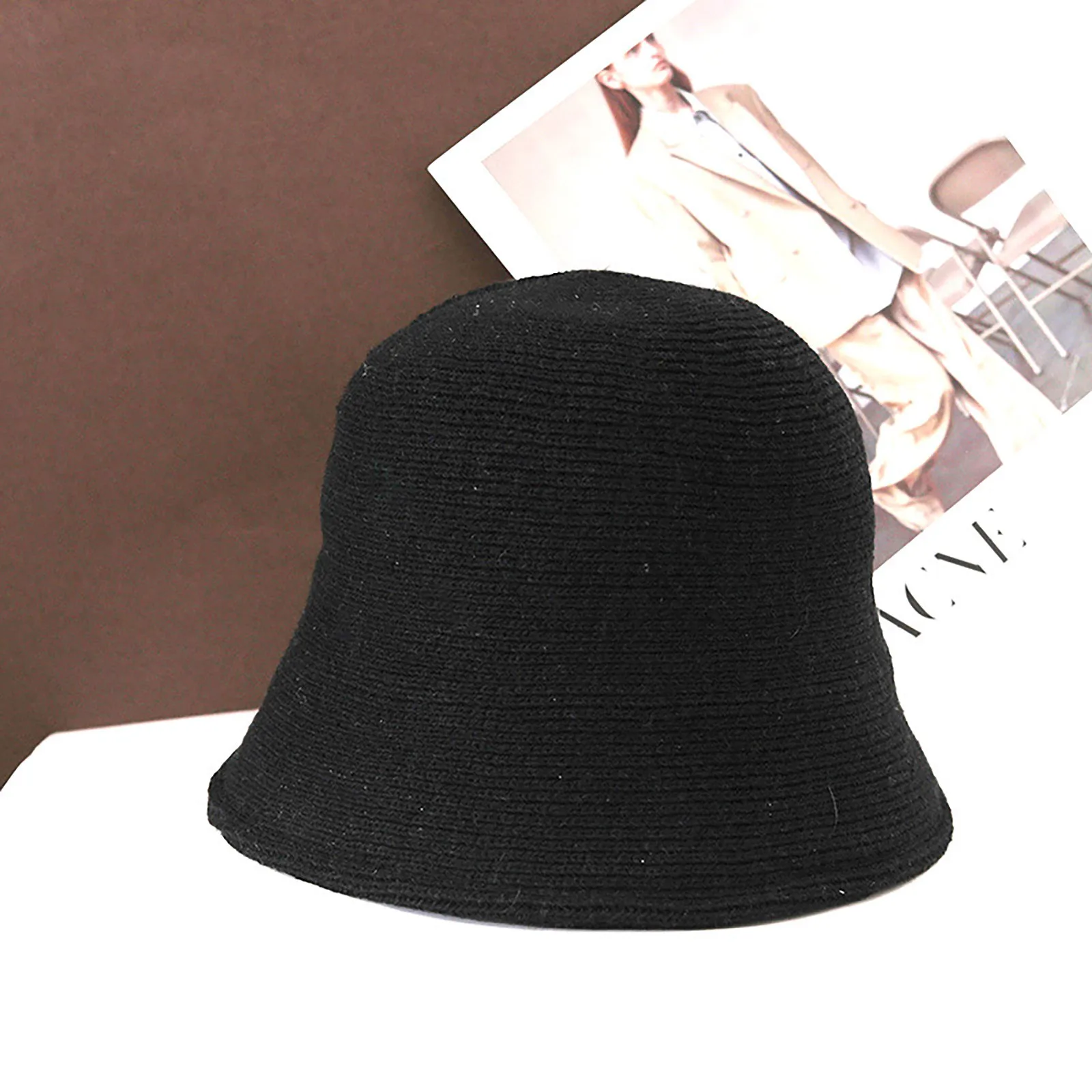 2022 Weave New Knitted Bucket Hats Hat Female Fashion Solid Color Wild Painter Japanese Fashion Cute Girls Hat Wool Women's Caps cute bucket hats