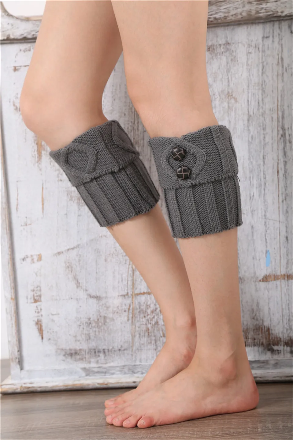 Gestrickte Gamaschen für Damen, Beinwärmer für Herbst/Winter, Lolita, süßes Mädchen, kurze Stiefelmanschetten, Knöpfe, gehäkelt, Damenstiefel, kniehoher Stiefel – Detail 10