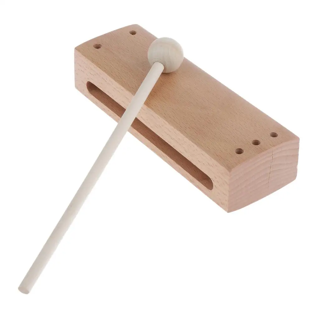 Wooden Percussion  Block with Mallet for Children Kids Musical Toy