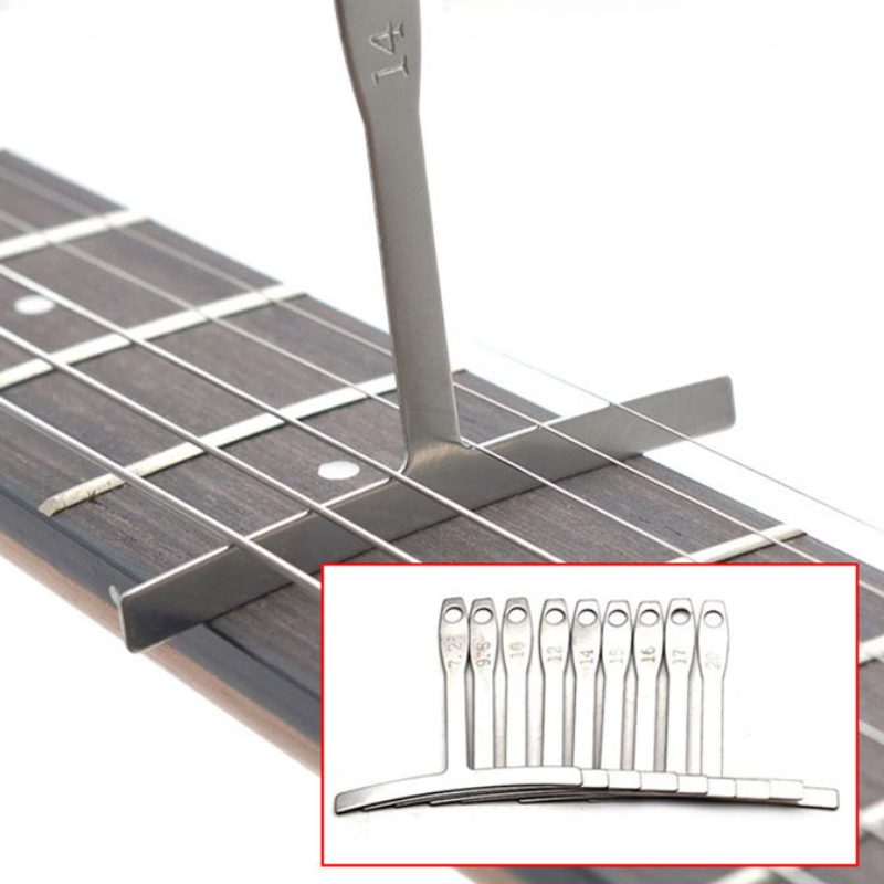 9 Stück Gitarre unter Saiten radius Gauge Hals gekerbt gerade Kante Builder messen Edelstahl Gitarre Builder Gitarrenbauer Werkzeuge – Detail 1