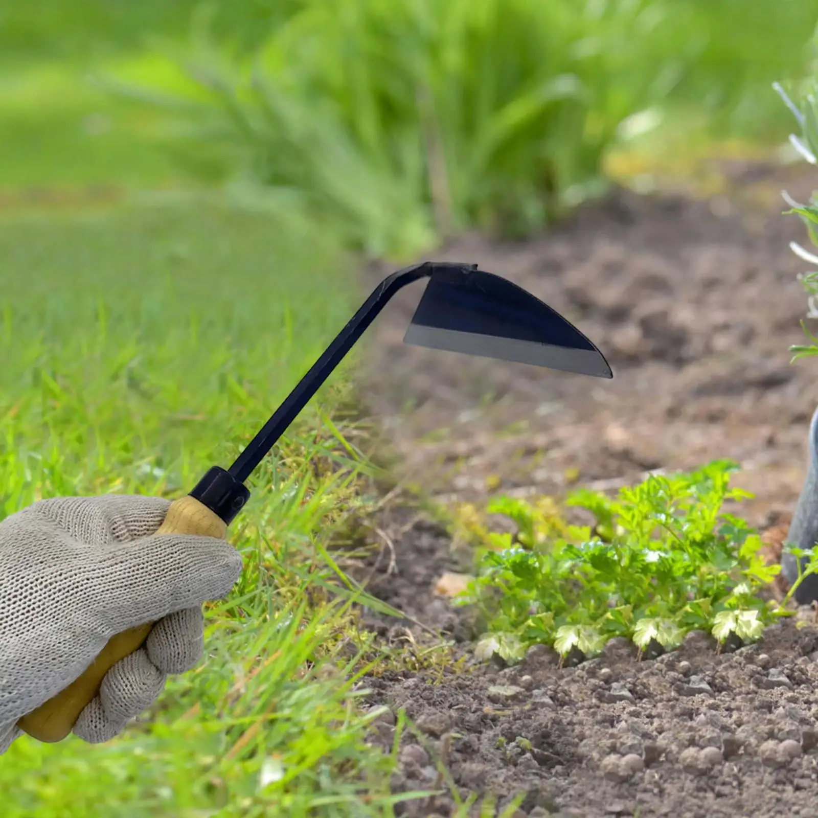 Hand Weeding Removal Wood Handle Lightweight Gardening Tool Hand Sickle Hand Weeder for Bonsai Planting Lawn Garden Cutting