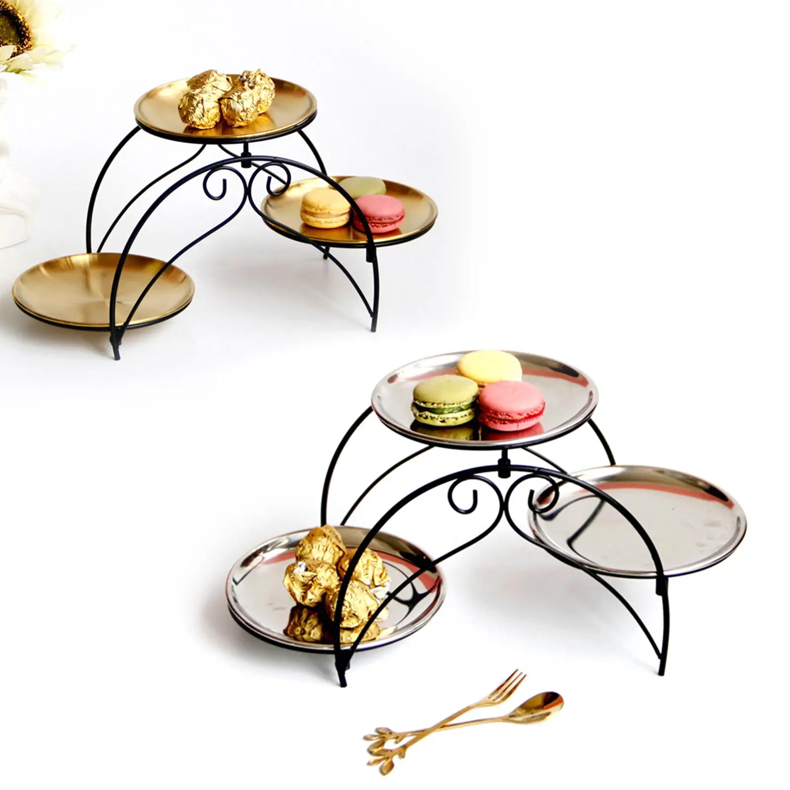 European Style 3 Layer Serving Platter Removable Reusable Arch Shaped Cupcake Stand Dessert Tray for Entertaining Party Wedding