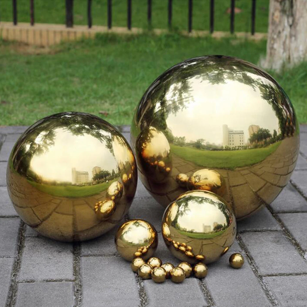 Stainless Steel Mirror Sphere Home Garden Ornament Decoration Hollow Ball