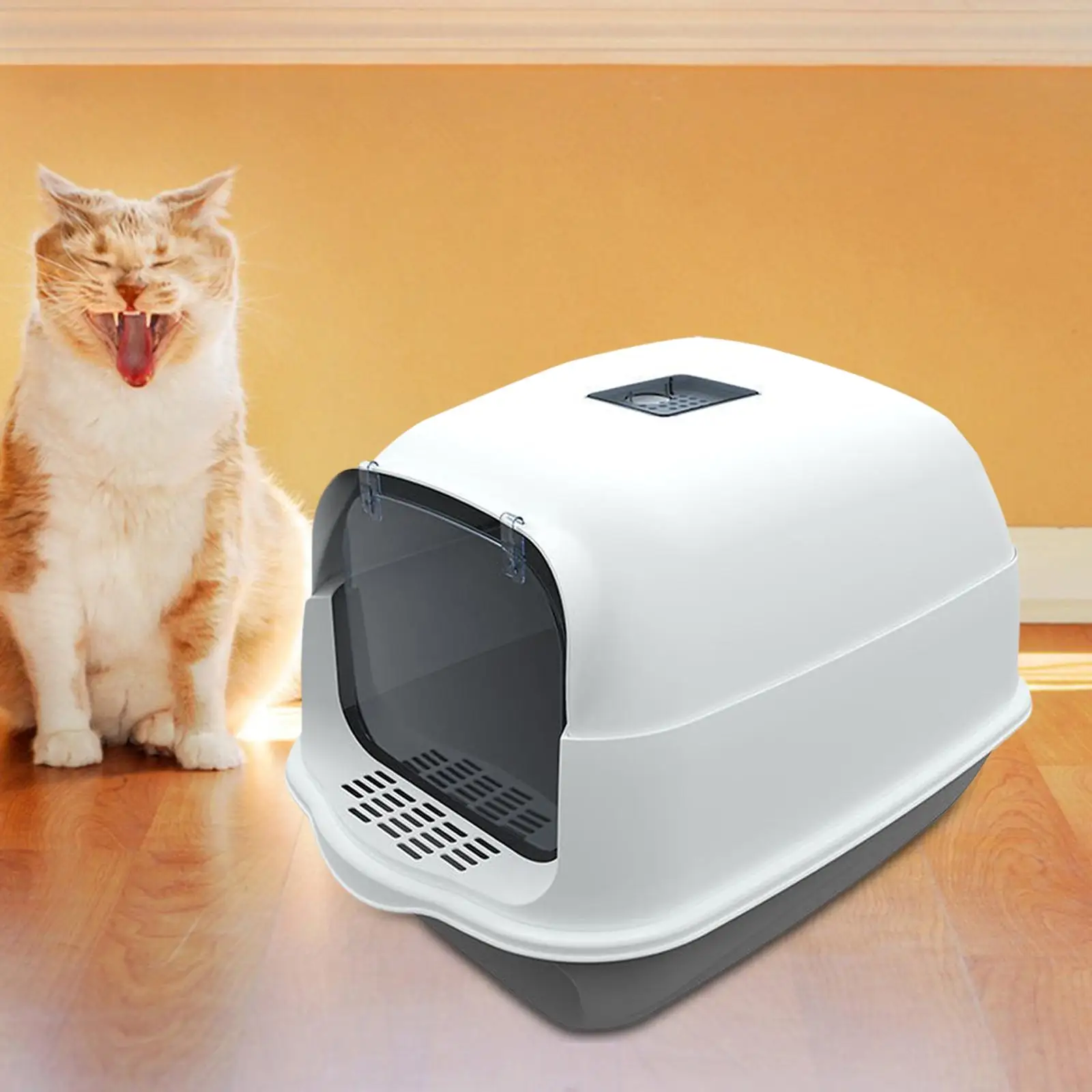 Cat Litter Box Enclosed and Covered Anti Splashing Easy Tidy Toilet