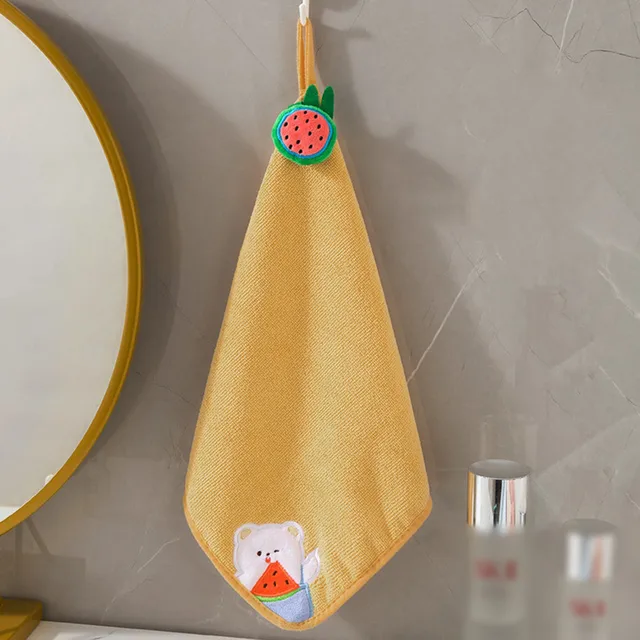 EJWQWQE Cute Hand Towels, Bathroom Towels With Hanging Loop, Children Hand  Towel Flower, Microfiber Coral Fleece Absorbent Hand Towel For Kitchen  Bathroom Bedroom 