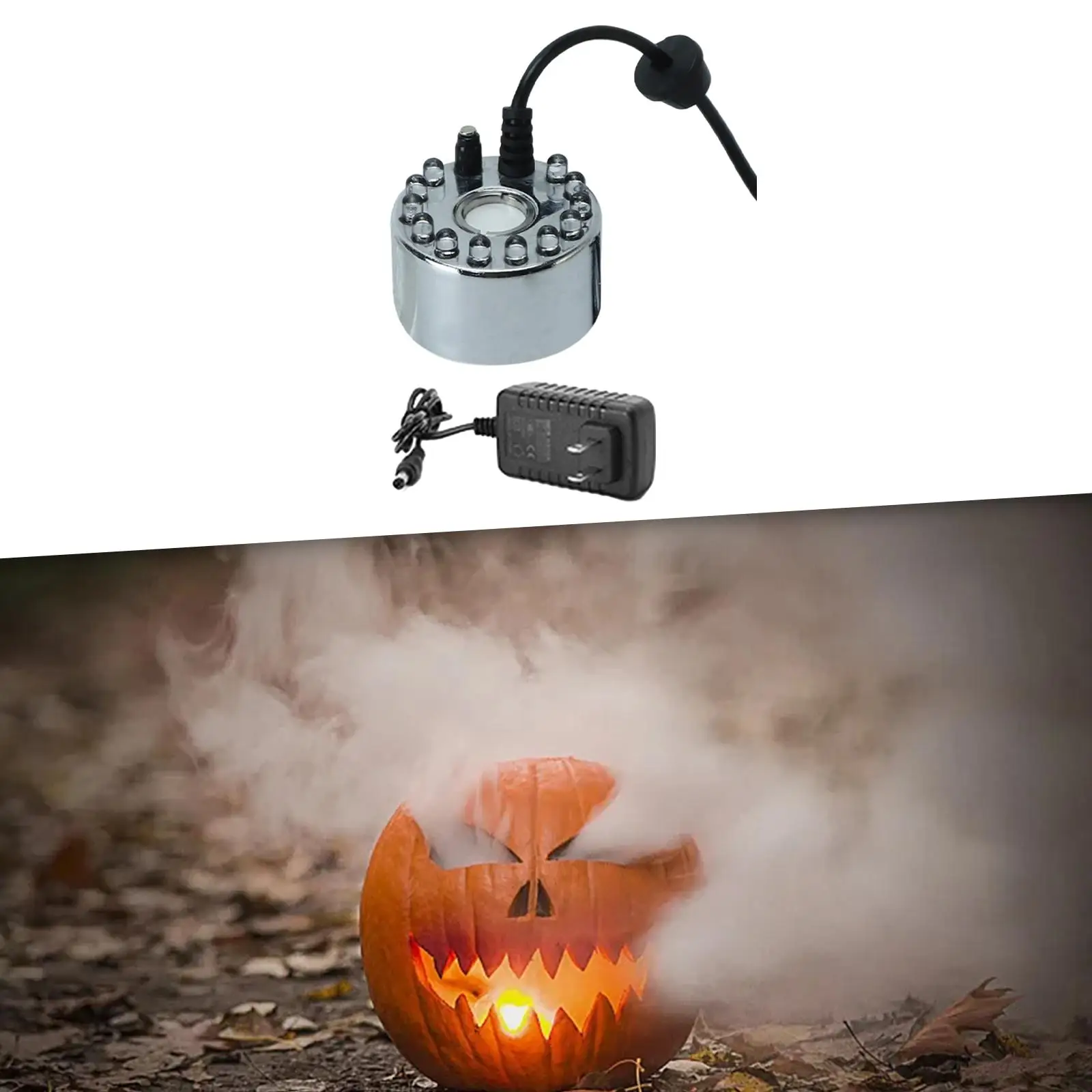 Pond Fog Machine Atomizer Air Humidifier 12 Lights US 110V Plug Multifunctional Sturdy Color Changing for Halloween