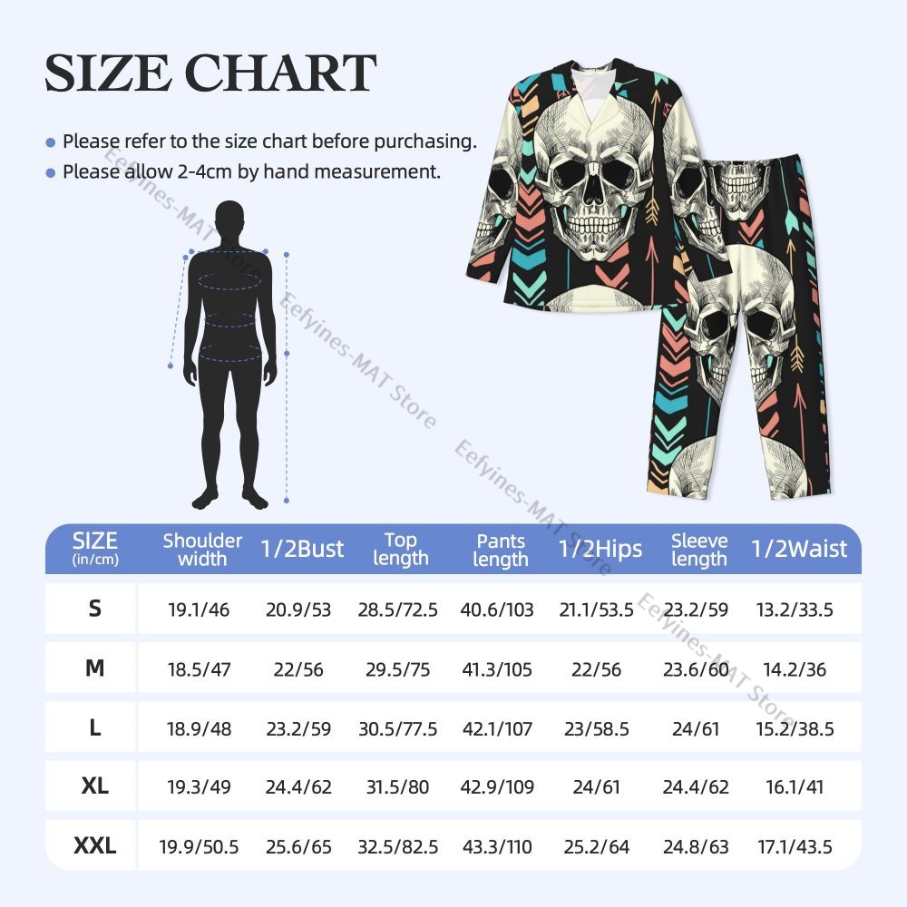 Title 1, Geometric Skull Men Pajamas Long Sleeve Male Sl...