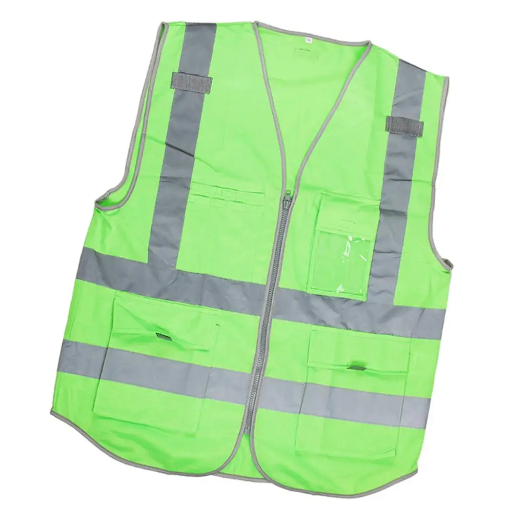 High Visibility Zippered Front Vest with 2 Reflective Strips, Outdoor Work Top