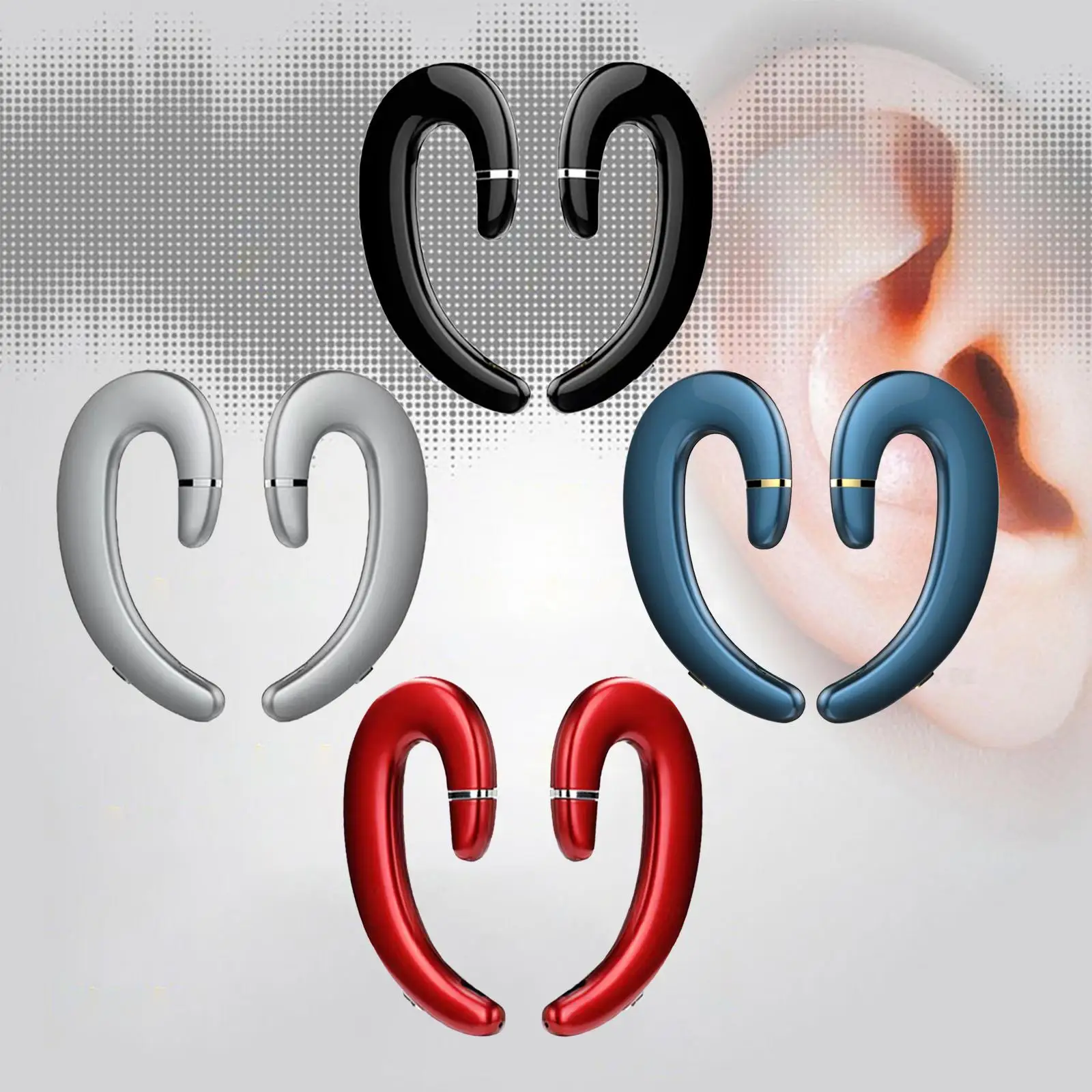 Bluetooth 5.0 Headphone Ear Hook Built in Microphone Stereo Handsfree HD Calling Painless wearing Earhooks for Driving Sports