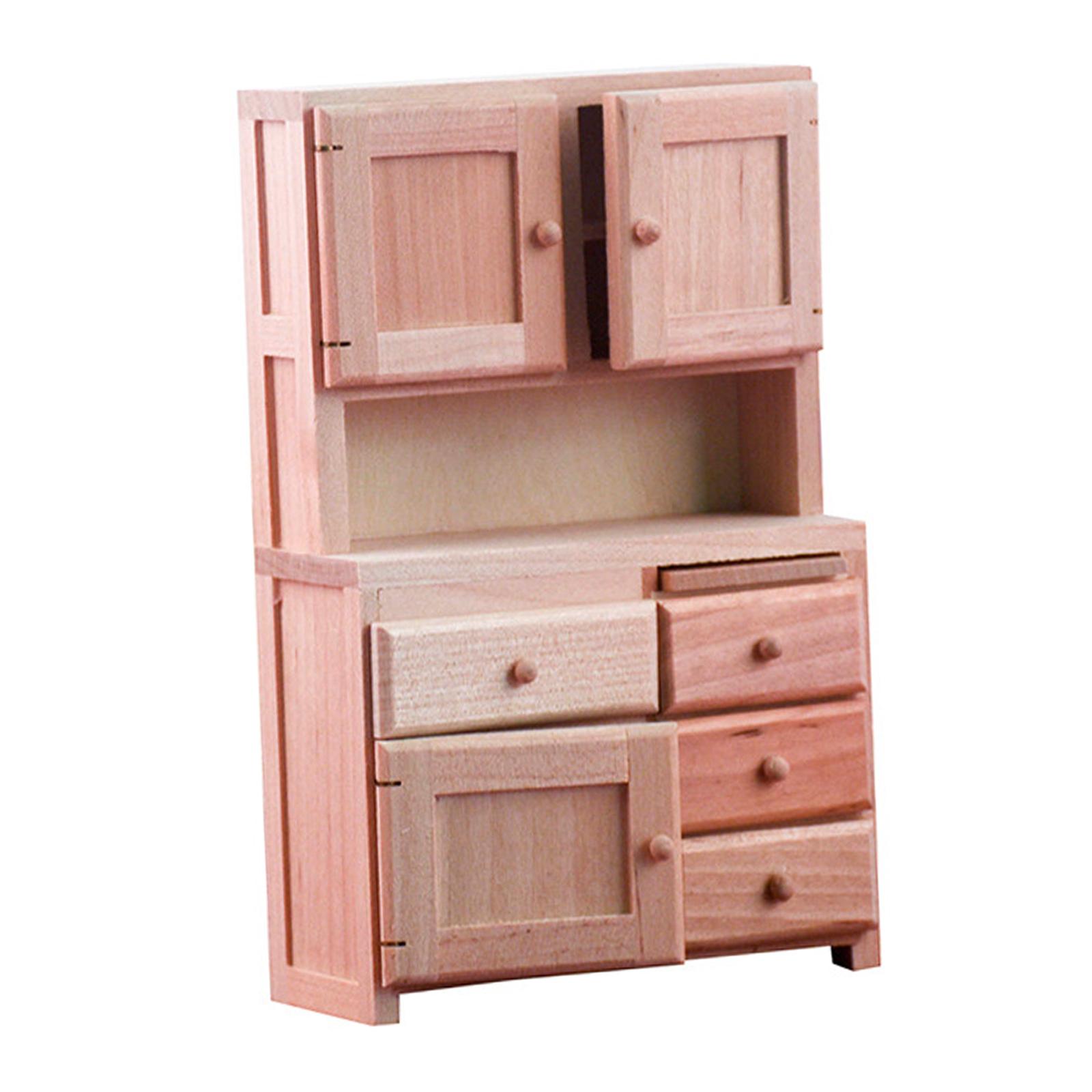 Simulation Unpainted Wooden Cabinet Dollhouse Scenery 1:12 Ornaments