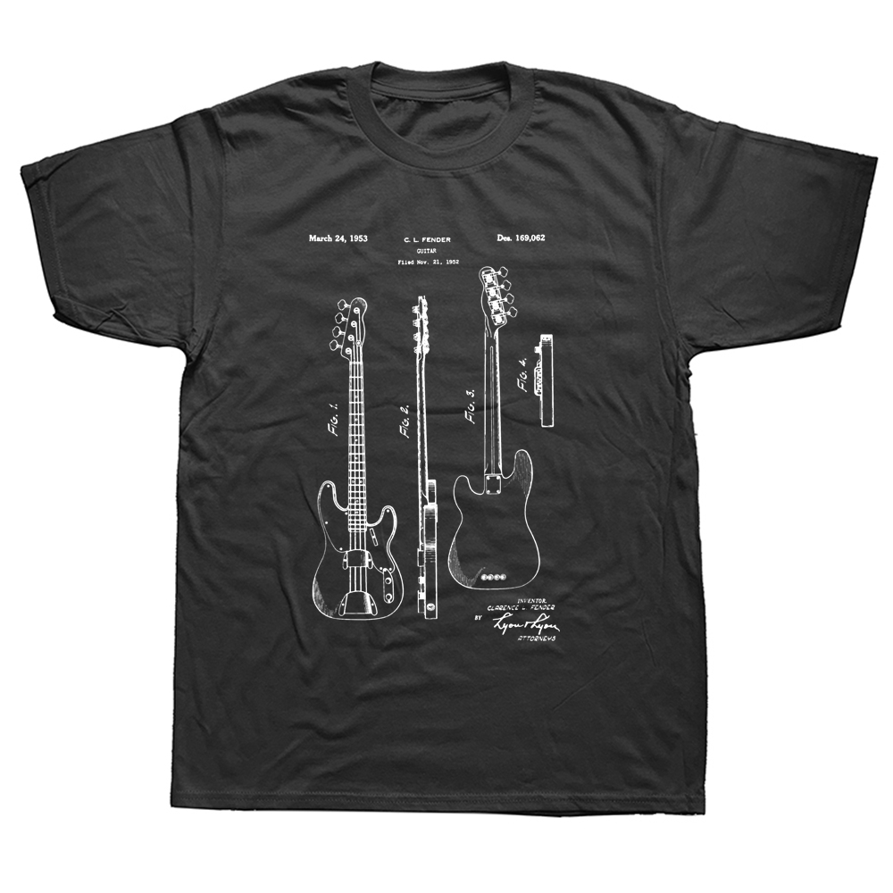 Lustige Klassische Vintage Bass Gitarre T Shirts Baumwolle Grafik Streetwear Kurzarm B-bassisten Gitarrist Musiker T-shirt Männer – Detail 2