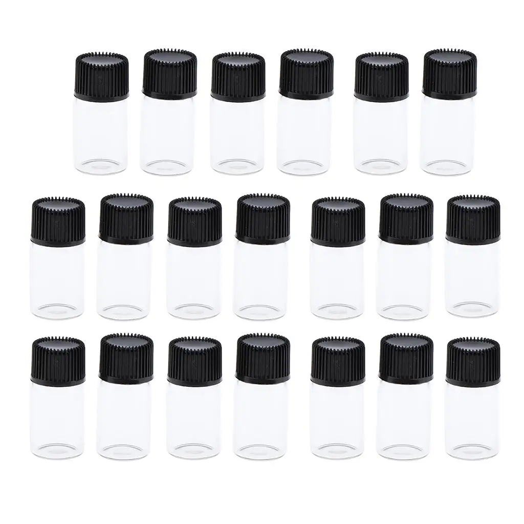 20Pcs 3ml Glass Bottles Vials Screwcap Containers Bottles for Essential Oils Serums Fragrance Perfume Toiletry Liquid
