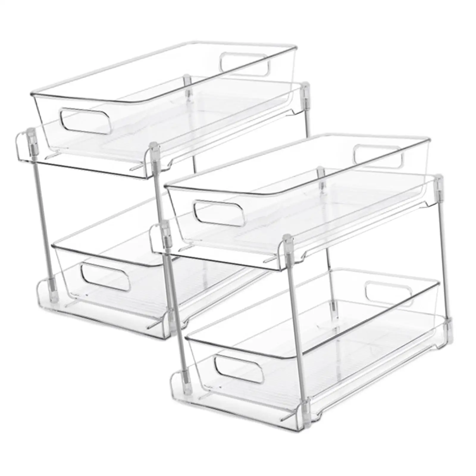 Slide Out Pantry Cabniet Storage Bins 2 Tier under Sink Kitchen Fridge Organizers for Countertop Toiletries