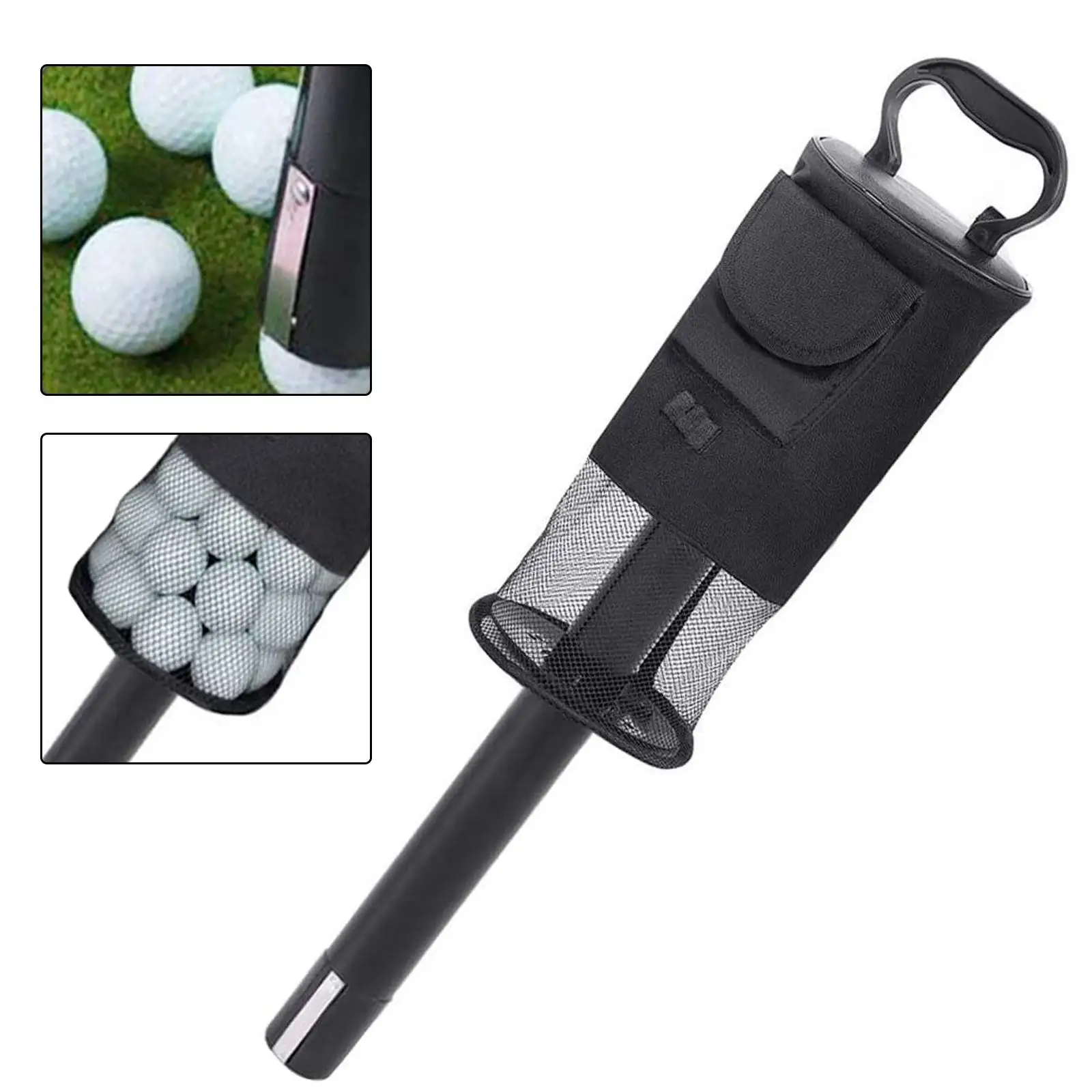 Golf Ball Retriever Portable Hold up to 70 Balls Training Storage Ball Picker Golf Shag Bags with Pocket and Tee Holder