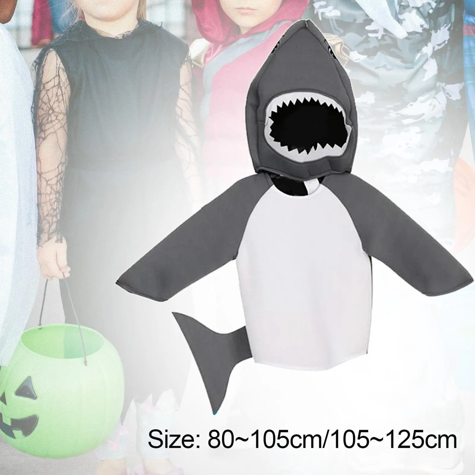 Kids Shark Costume Fancy Dress Soft Hoodie Halloween Dress up for Party Children`s Day Carnivals Stage Performance Role Playing