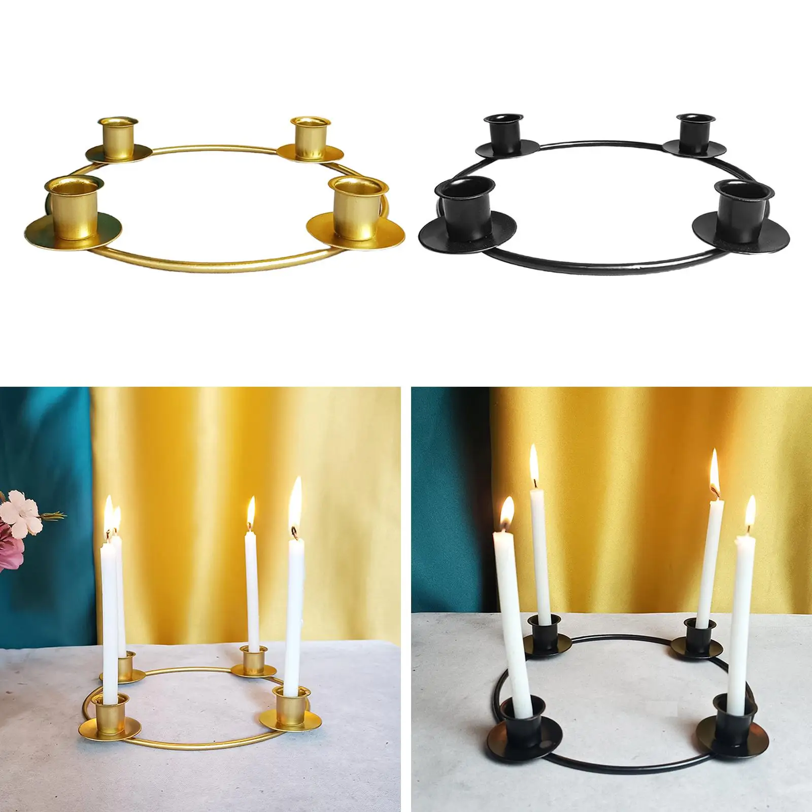 Nordic Round Taper Candle Holder Metal Iron Christmas Advent Candlestick Candelabra Table Decor for Dinner Wedding Living Room