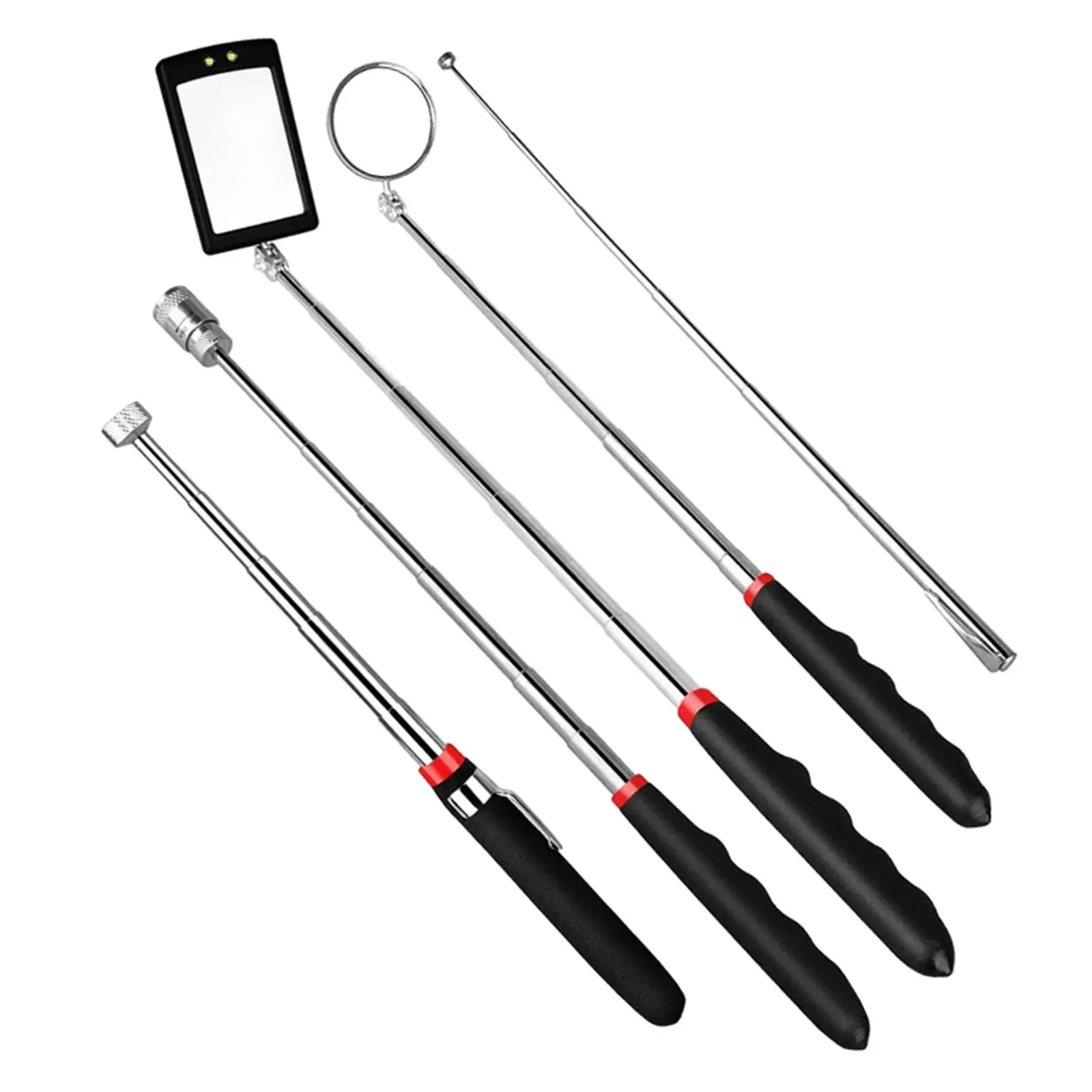 5 Pieces Magnetic Telescoping Grabber Tool 360 Swivel Head Battery Powered Flexible Flashlight for Viewing Pickup Dead Angle