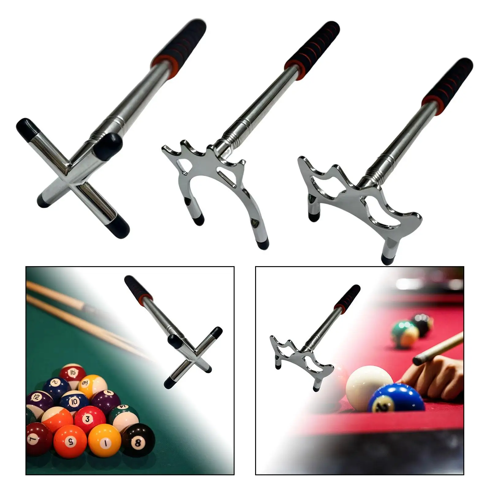 Portable Billiards Pool Cue Bridge with Bridge Head Metal for Indoor Game Accessory