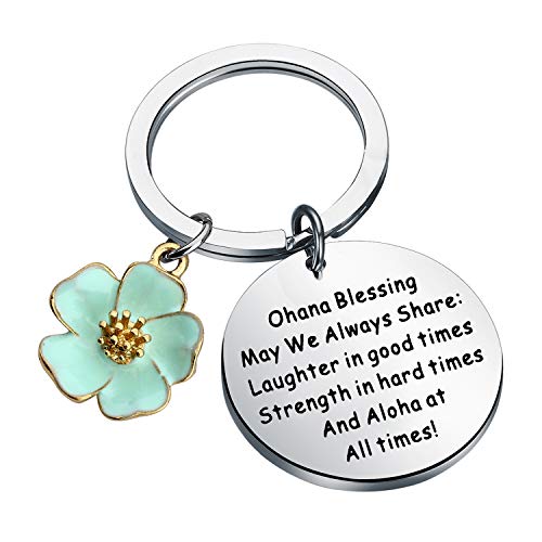 Ohana Keychain Segen Geschenke Hibiscus Charme Keychain Hawaiian Ohana Schmuck Geschenk für Familie Jungen Mädchen – Detail 3