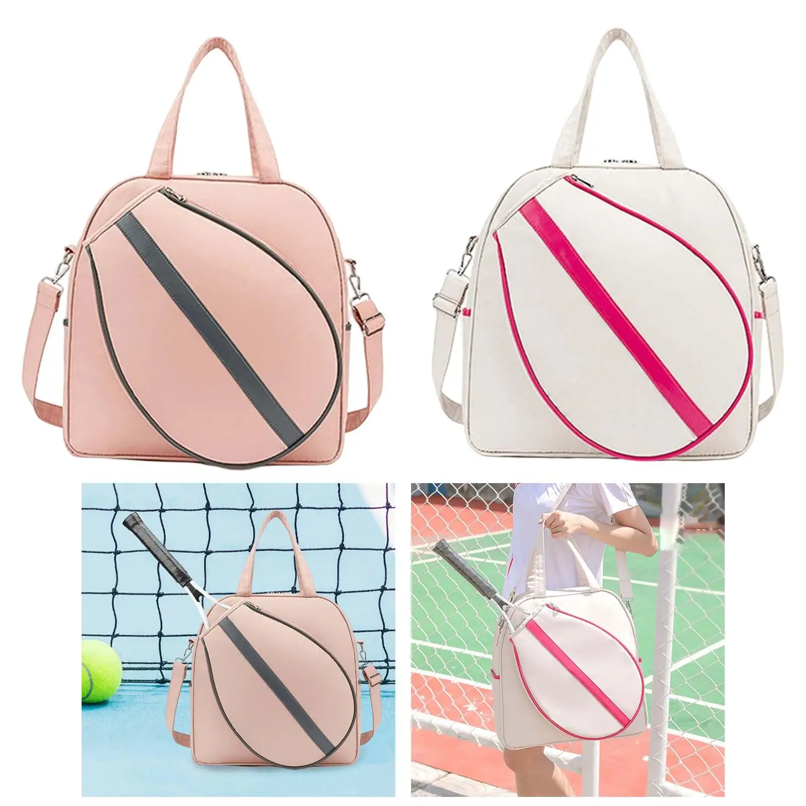 Tennis Tote, Tennis Racket Shoulder Bag, Large Tennis Bag with Zipper & Shoulder Strap for Badminton Racquet, Sport Tote for 