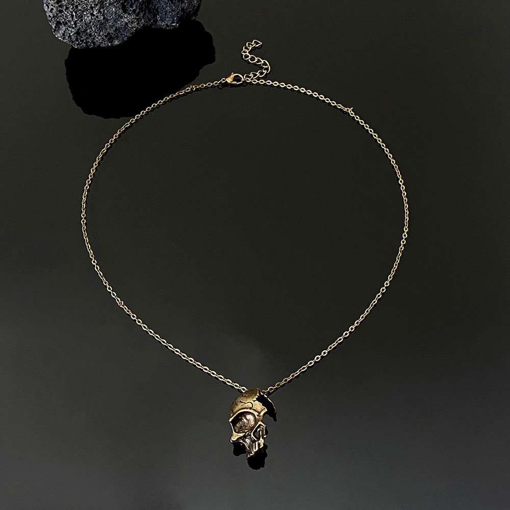 Vintage Half Face Skull Necklace