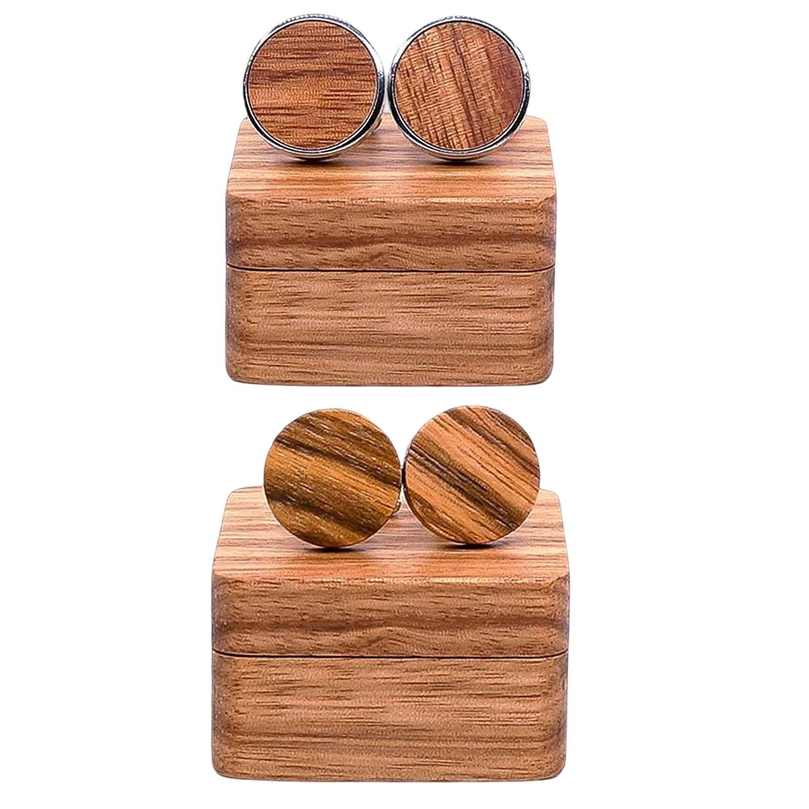 Rustic Cufflinks +Wood Box Handsome Cuff Links for Birthday Wedding Husband Gifts