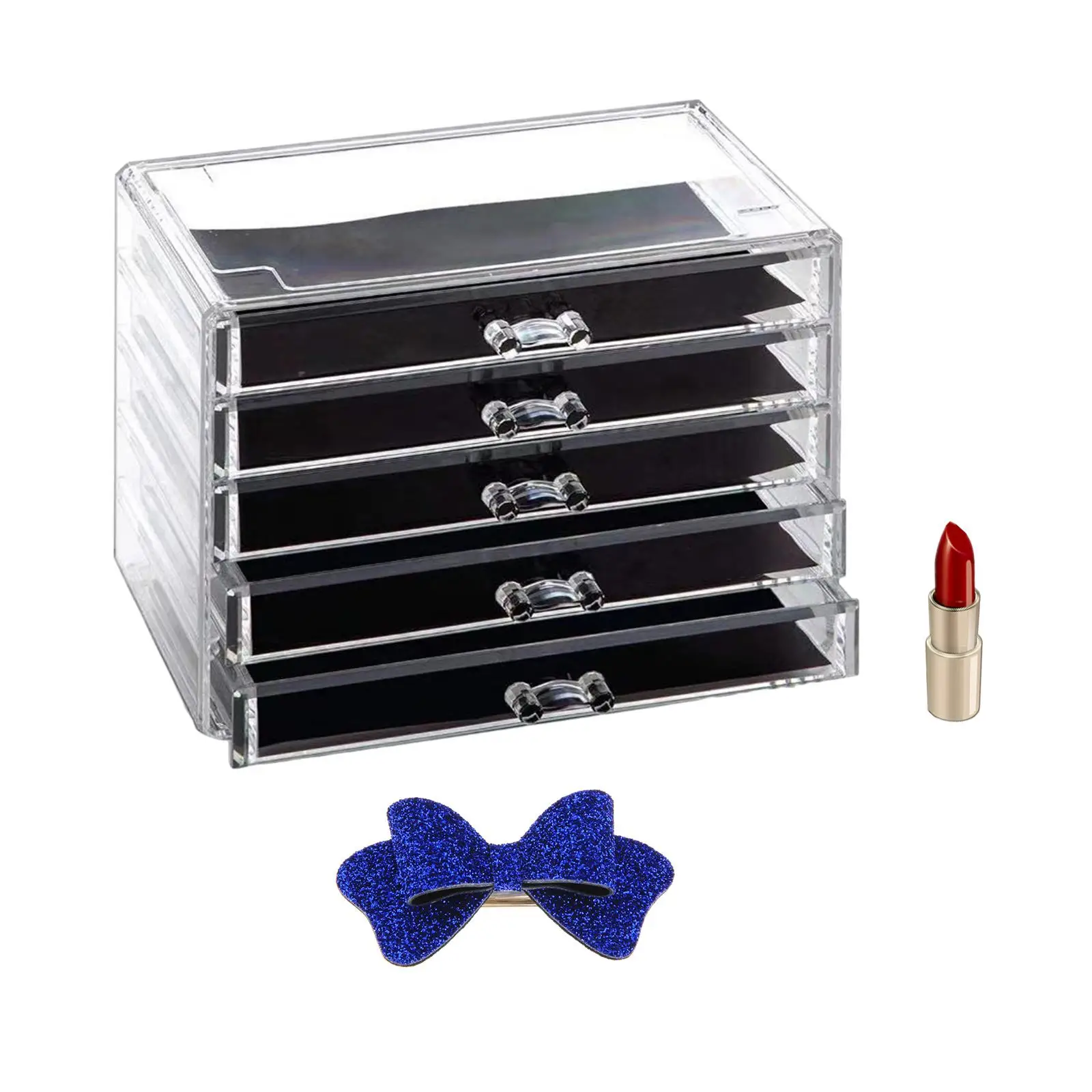  Organizer Skin Care Cosmetic Display Case Storage Box Make up Container with 5 Drawers for Bathroom