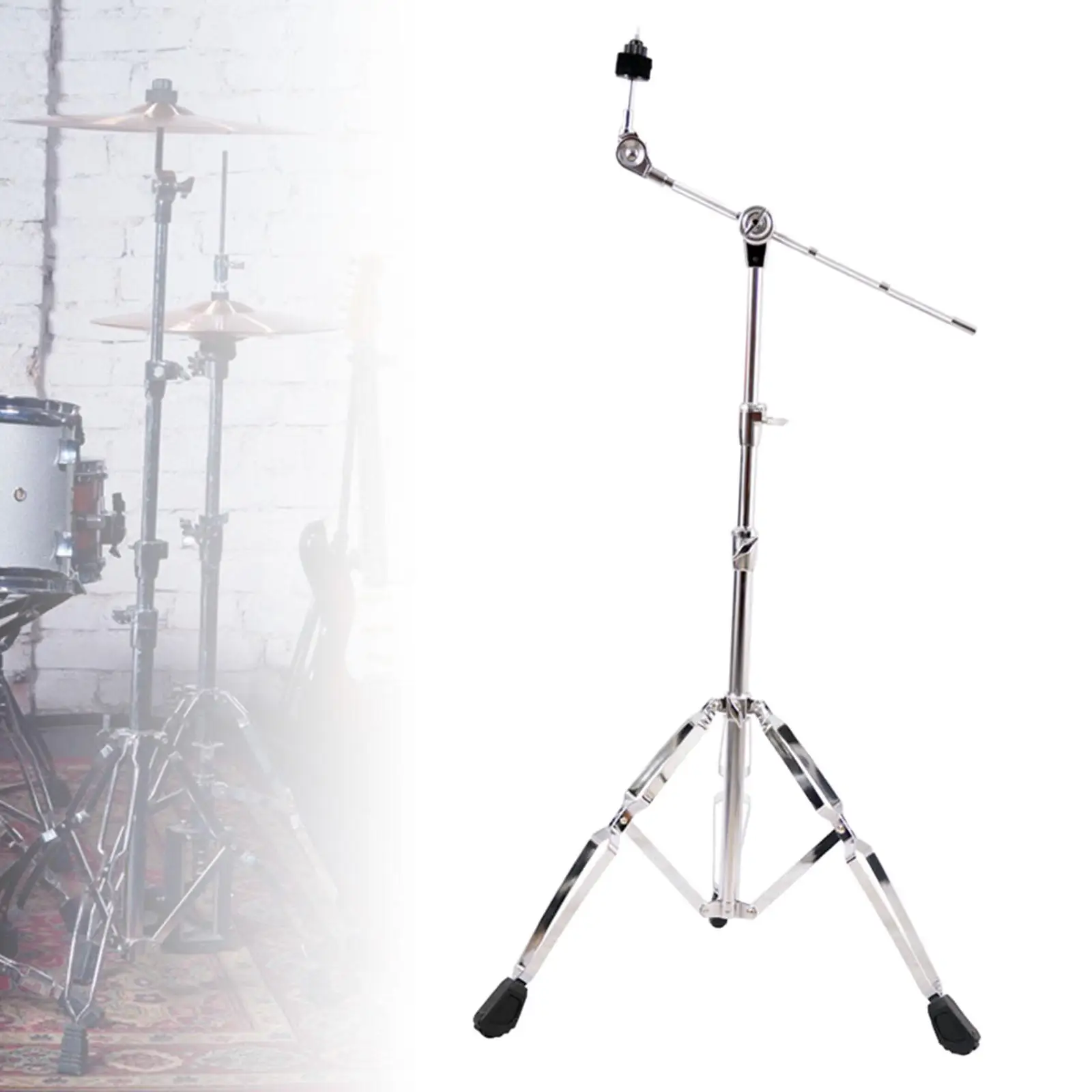 Percussion Floor Cymbal Stand Holder Adjustable Foldable Heavy Weight Portable Triangular Stand Metal Tube Accessory Quick Grip