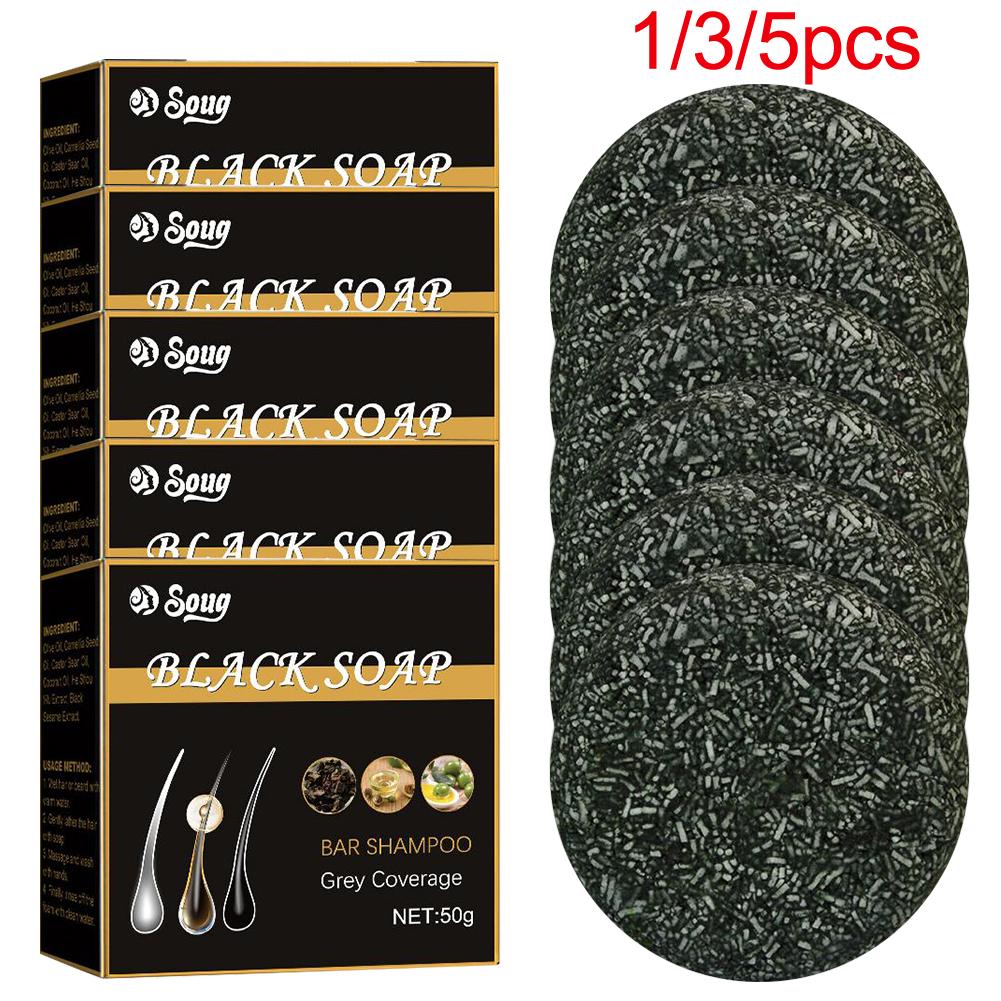 Best of 1 / 3 / 5Pcs Hair Darkening Shampoo Bar Soap Anti Dandruff Deep Cleansing Improve Itchy Head Frizz Black Nourishment Black Soap Reviews & Tips