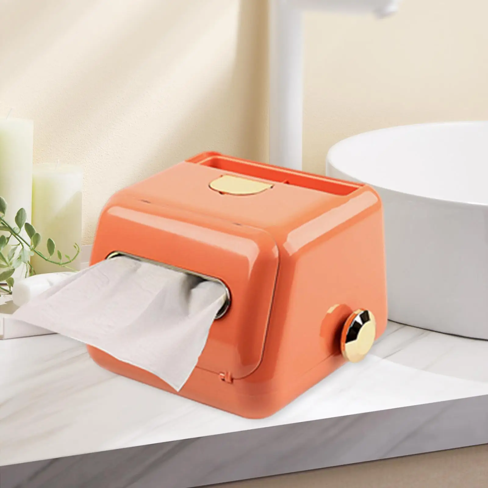 Multifunctional Tissue Cover Tissue Dispenser with Spring Napkin Dispenser Tissue Box Holder for Living Room Dining Table