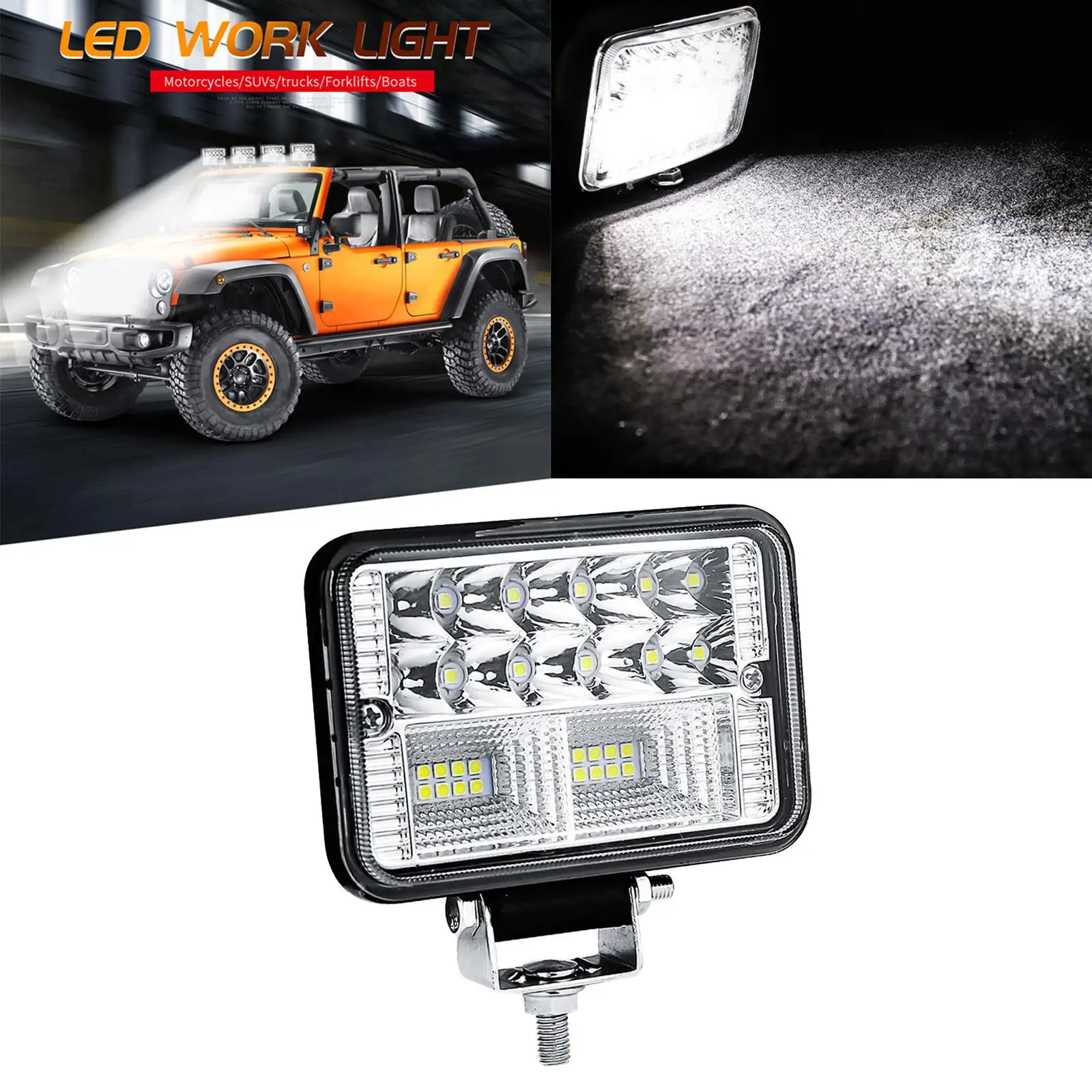 Truck LED Spotlight 78W 6000K Aluminum Alloy Shell Headlights Work Light 6000LM Light Bar for Motorbike Driving SUV Cars Marine